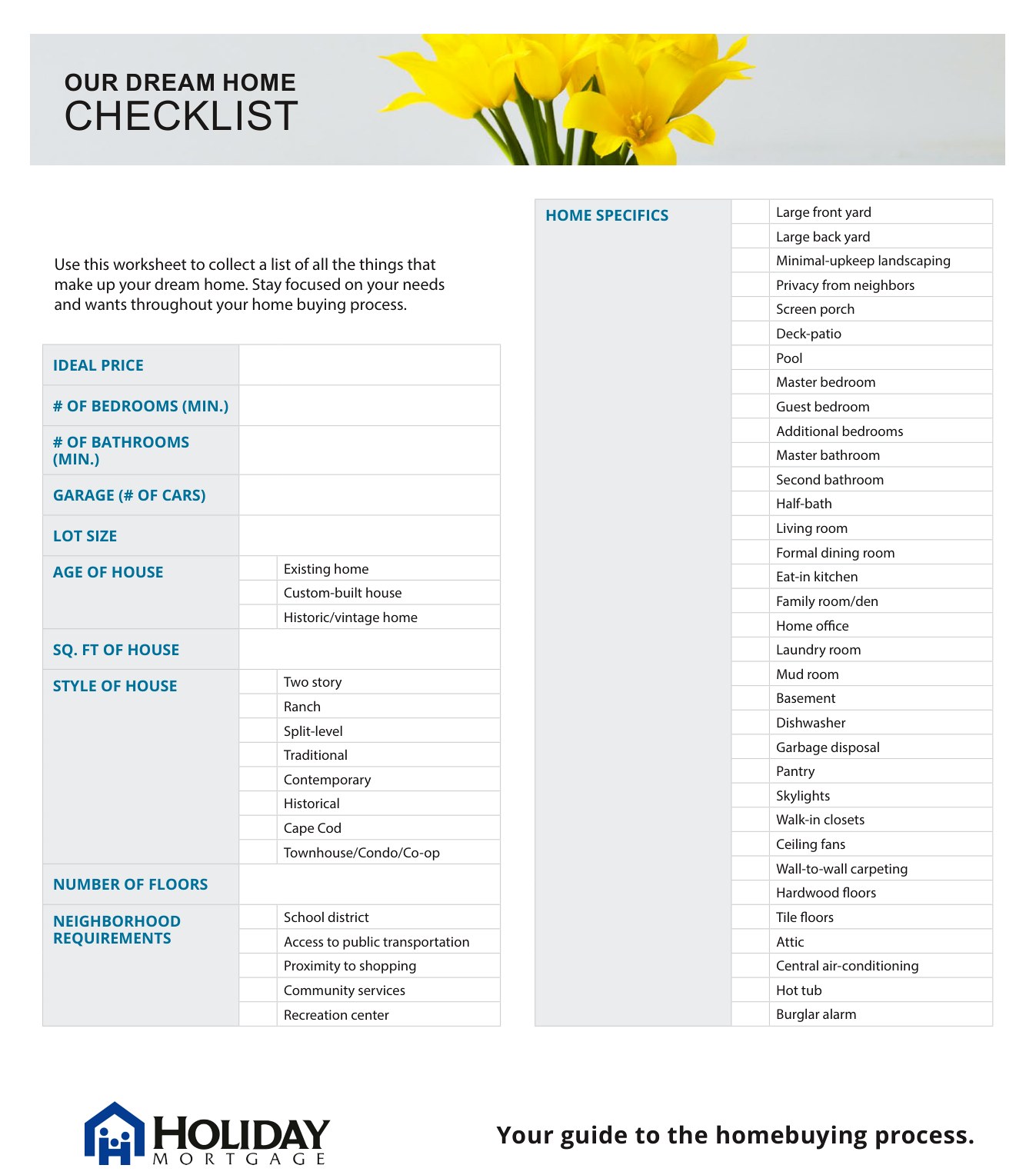 Dream Home Checklist