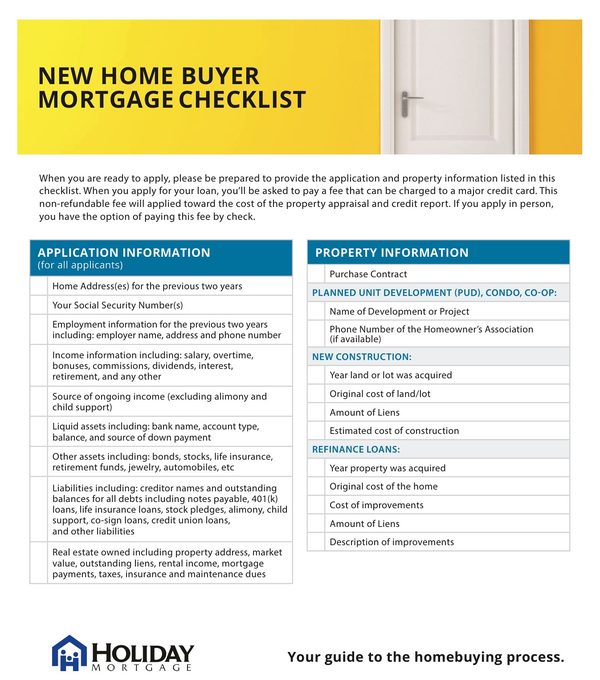 New Homebuyer Mortgage Checklist