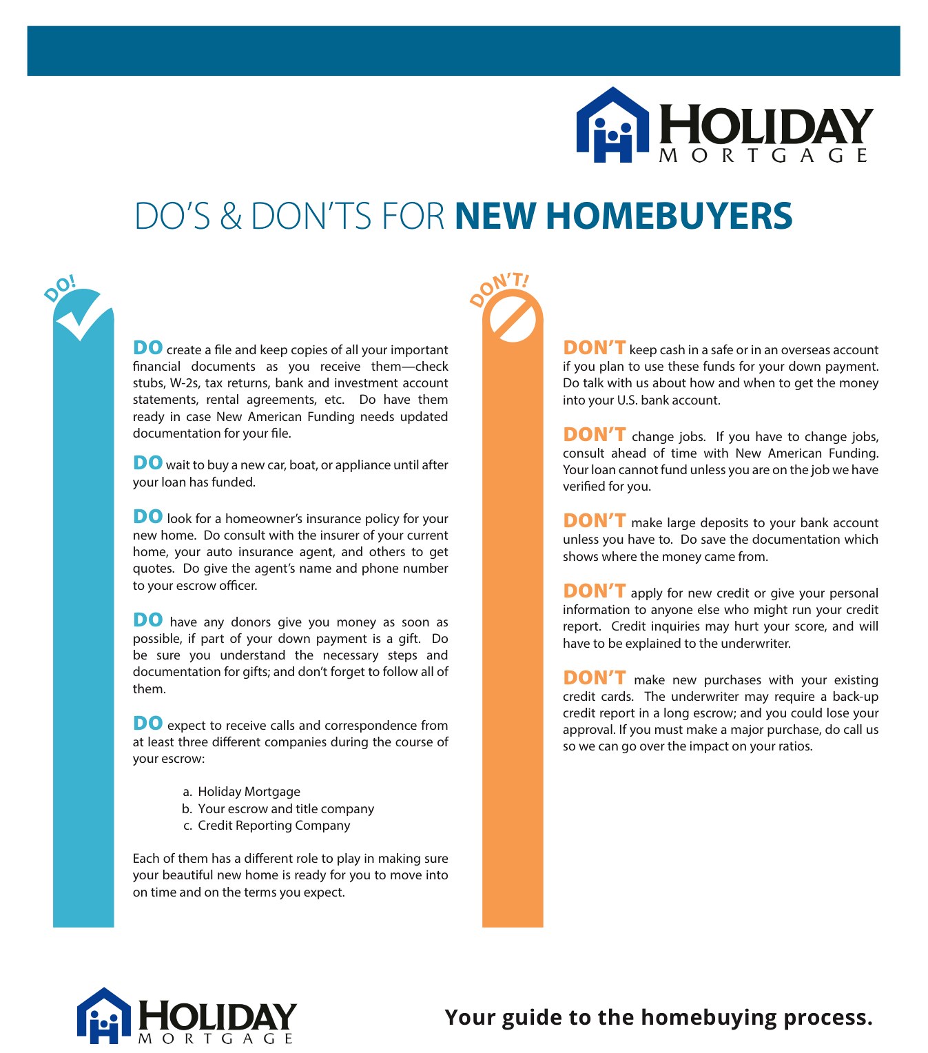 Do’s & Don’ts for New Homebuyers